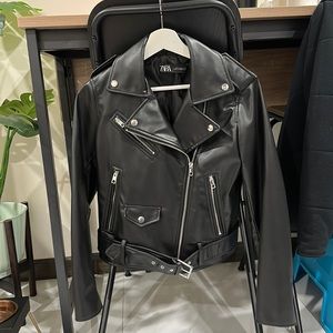 Zara leather jacket with belt NWOT